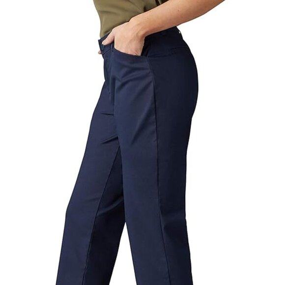 Lee Women's Navy Blue Wrinkle Free Relaxed Fit Straight Leg Pants 10 Medium - Picture 3 of 7